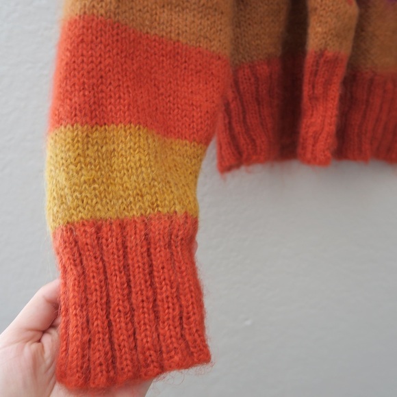 Vintage GAP Women's Multicolor Striped Sweater Rainbow Open Front Mohair Blend - Picture 3 of 11